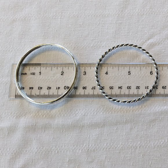 Set of 4 Unique Bangle Bracelets-60g Sterling-Faceted-Floral-Geometric-Twisted - Picture 11 of 12